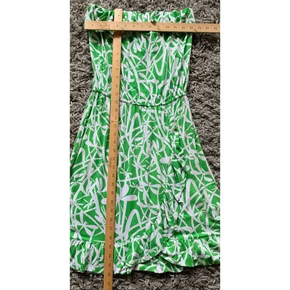 NEW NWOT Lilly Pulitzer Flor Green Bean Light My Fire Strapless Ruffle TUBE Dres - Picture 4 of 10